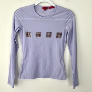 Hugo Boss Y2k Mesh Bedazzled Long Sleeve Top Lilac Purple